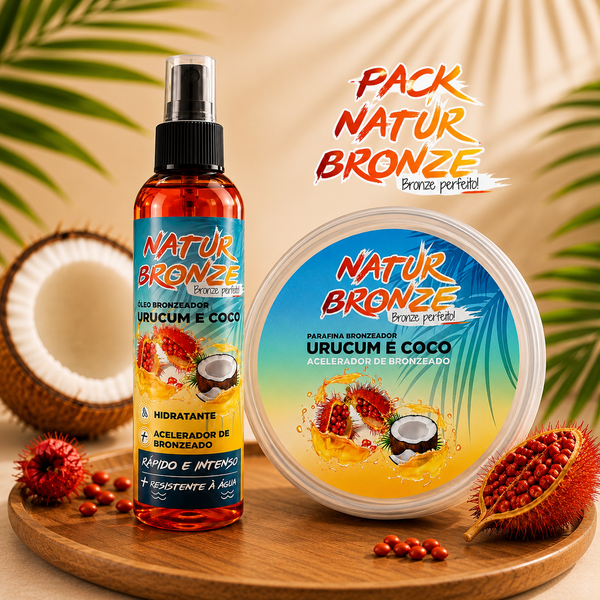NaturBronze Pack Bonzeador 200ml e Parafina 150ml Coco e Urucum