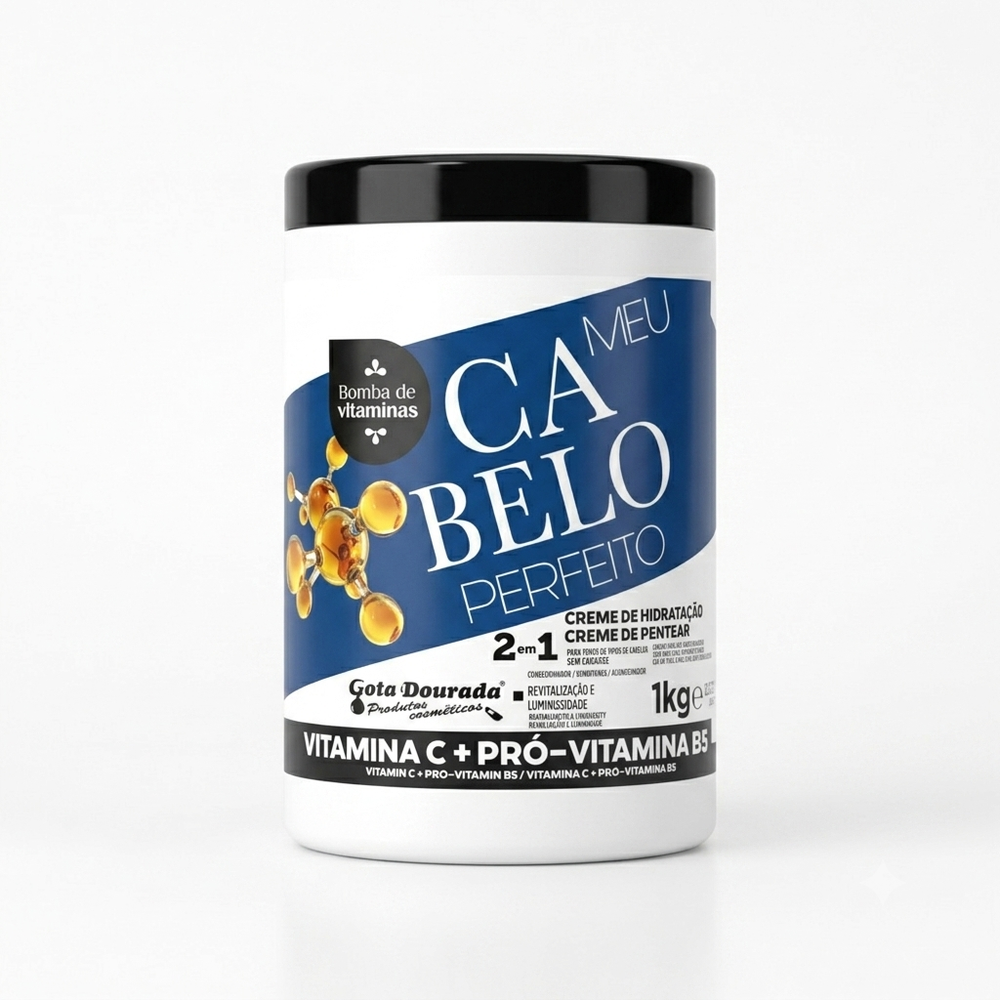 Gota Dourada Creme De Hidratação e Creme De Pentear 1kg Vitamina C+Pró-Vitamina B5