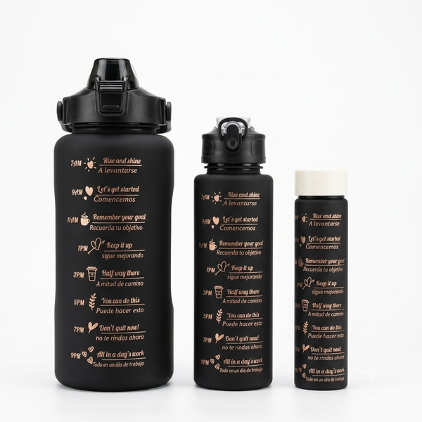 Conjunto De 3 Garrafas D´Água Na Cor Preta