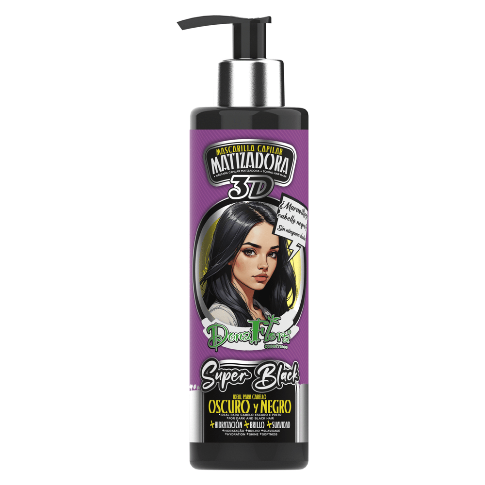 Dona Flora Máscara Capilar Matizadora 300ml Super Black(Super Preto)