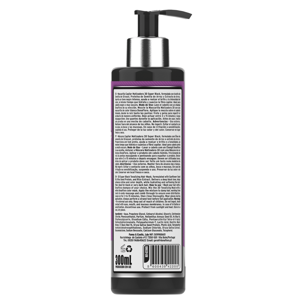 Dona Flora Máscara Capilar Matizadora 300ml Super Black(Super Preto)